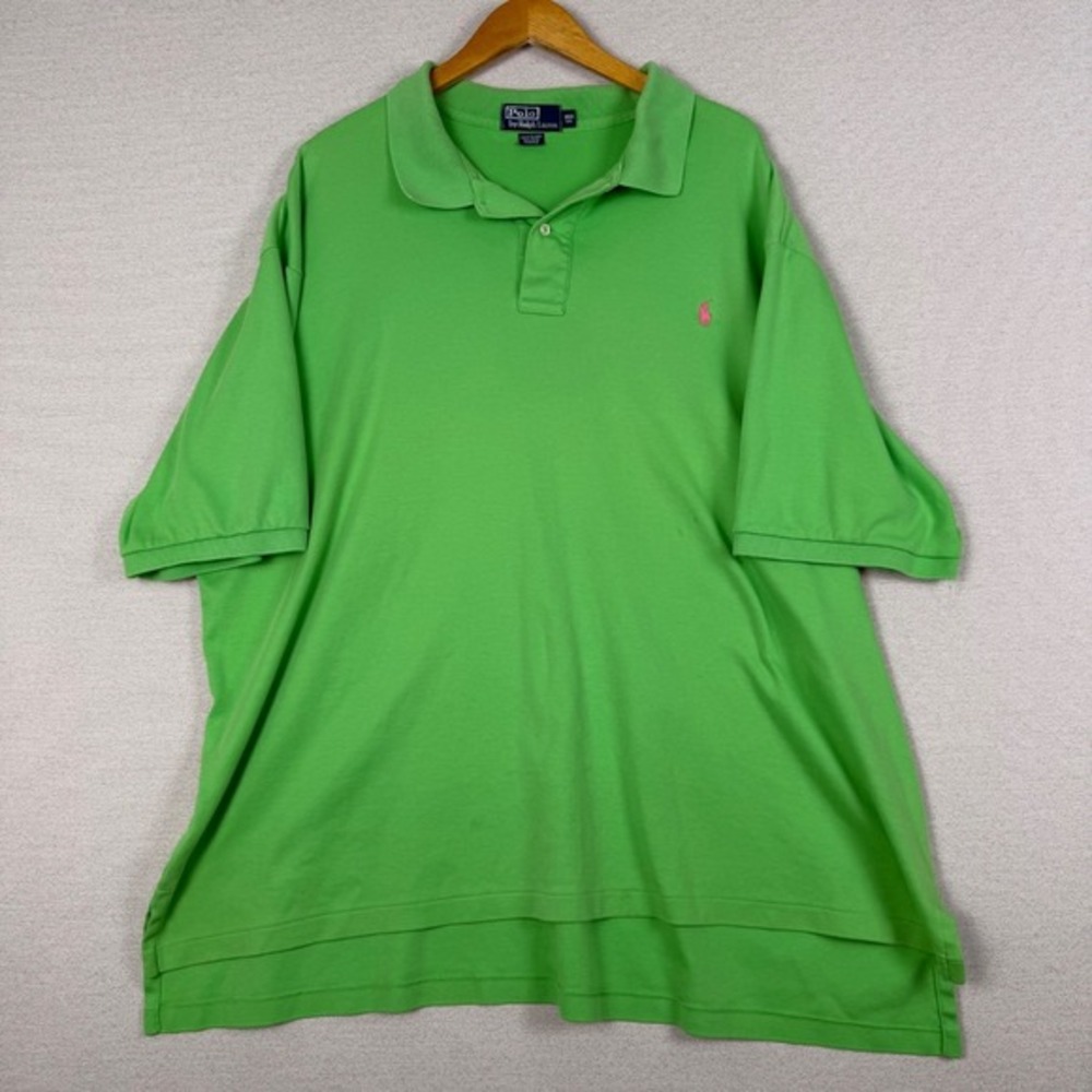 Polo by Ralph‎ Lauren Polo Shirt Mens 3XB Celery Green Pink Pony Preppy Heritage